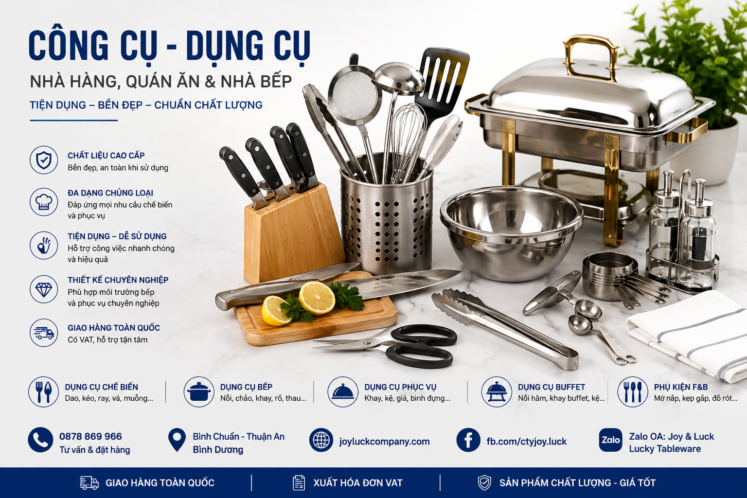 Công cụ dụng cụ nhà hàng quán ăn và nhà bếp Lucky Tableware