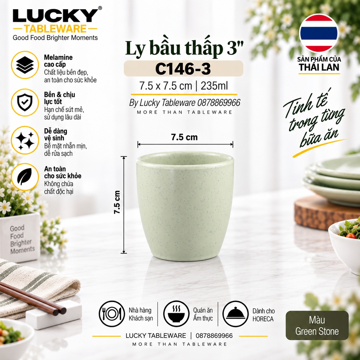 Ly Bầu Thấp 3 inch C146-3