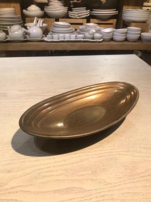 Dĩa oval 26.5x14.5cm nâu đồng