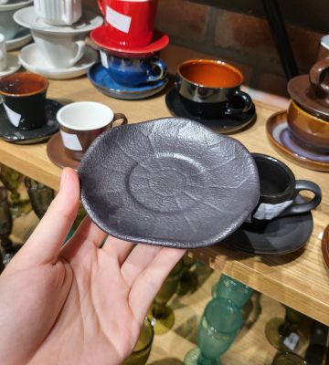 Dĩa lót tách Espresso sen 12 cm màu đen (không vệt)