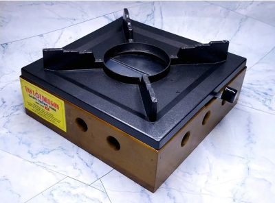 Bếp Cồn Gang Khung Gỗ Vuông 16 cm