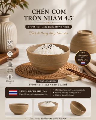 Chén Cơm Tròn Nhám 4.5