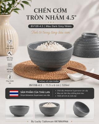 Chén Cơm Tròn Nhám 4.5