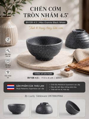 Chén Cơm Tròn Nhám 4.5