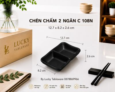 CHÉN CHẤM 2 NGĂN C108N NHÁM ĐEN