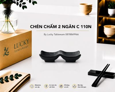 CHÉN CHẤM 2 NGĂN  C 110N NHÁM ĐEN