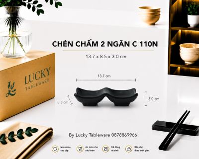 CHÉN CHẤM 2 NGĂN  C 110N NHÁM ĐEN