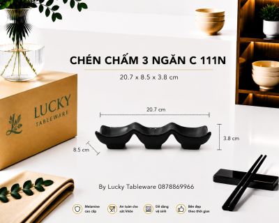 CHÉN CHẤM 3 NGĂN C 111N NHÁM ĐEN