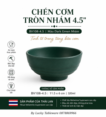 Chén Cơm Tròn Nhám 4.5