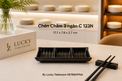 Chén Chấm 3 ngăn C 123N 17.7 x 7.8 x 2.7 cm