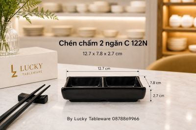 Chén chấm 2 ngăn C 122N 12.7 x 7.8 x 2.7 cm