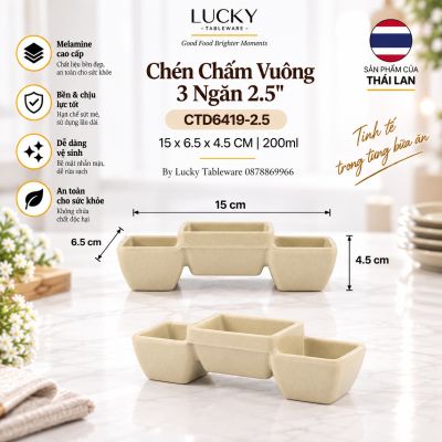Chén Chấm Vuông 3 Ngăn 2.5