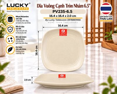 Dĩa Vuông Cạnh Tròn Nhám 6.5
