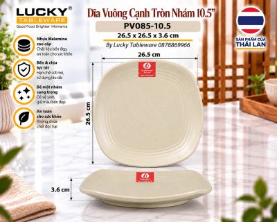 Dĩa Vuông Cạnh Tròn Nhám 10.5