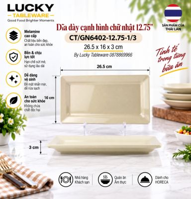 Dĩa dày cạnh hình chữ nhật 12.75