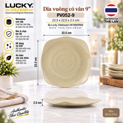 Dĩa vuông có vân 9