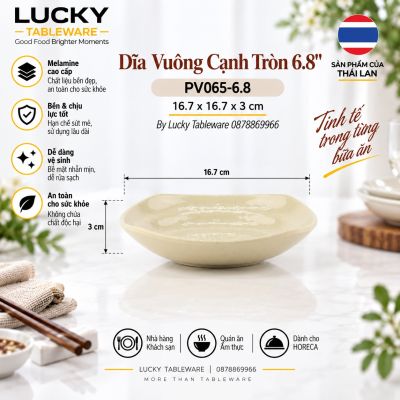 Dĩa Tròn Cạnh Vuông 6.8