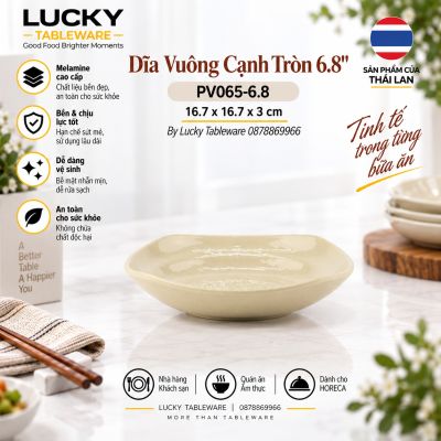 Dĩa Tròn Cạnh Vuông 6.8