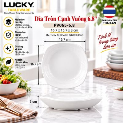 Dĩa Tròn Cạnh Vuông 6.8