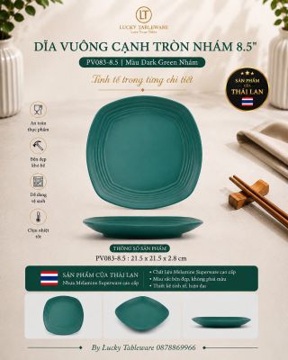 Dĩa vuông cạnh tròn nhám 8.5