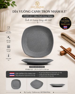 Dĩa vuông cạnh tròn nhám 8.5