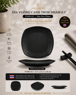 Dĩa vuông cạnh tròn nhám 8.5