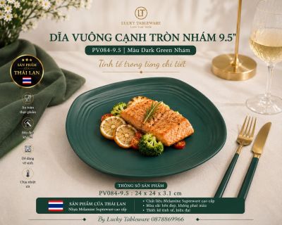 Dĩa vuông cạnh tròn nhám 9.5