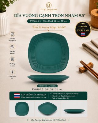 Dĩa vuông cạnh tròn nhám 9.5
