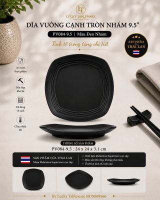 Dĩa vuông cạnh tròn nhám 9.5