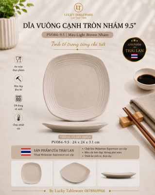 Dĩa vuông cạnh tròn nhám 9.5