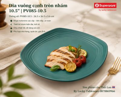 Dĩa vuông cạnh tròn nhám 10.5