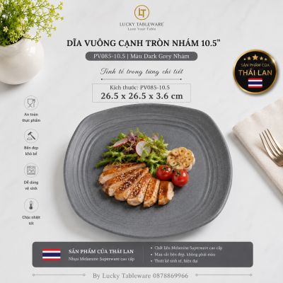 Dĩa vuông cạnh tròn nhám 10.5