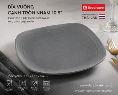 Dĩa vuông cạnh tròn nhám 10.5