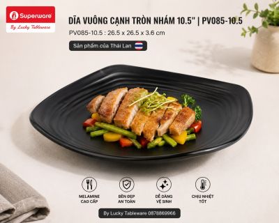 Dĩa vuông cạnh tròn nhám 10.5