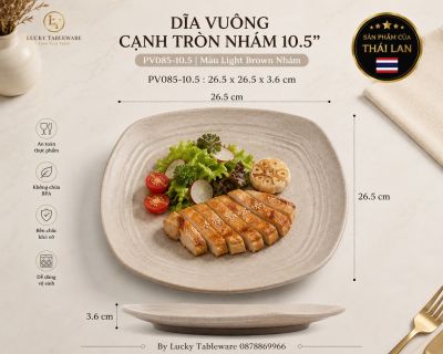 Dĩa vuông cạnh tròn nhám 10.5