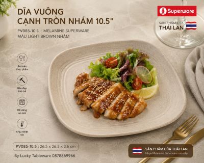 Dĩa vuông cạnh tròn nhám 10.5