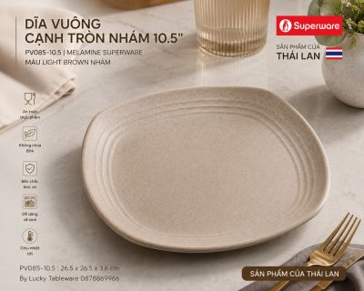 Dĩa vuông cạnh tròn nhám 10.5