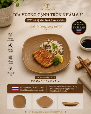 Dĩa vuông cạnh tròn nhám 6.5