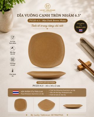 Dĩa vuông cạnh tròn nhám 6.5