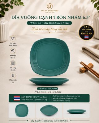 Dĩa vuông cạnh tròn nhám 6.5