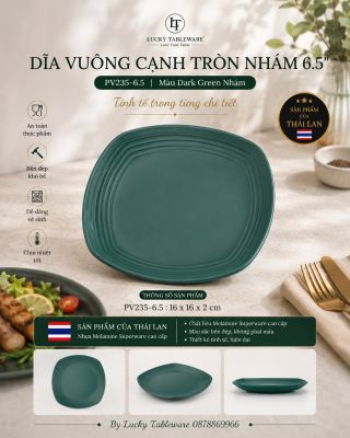 Dĩa vuông cạnh tròn nhám 6.5