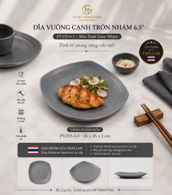 Dĩa vuông cạnh tròn nhám 6.5
