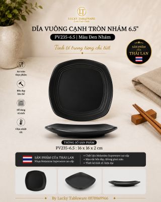 Dĩa vuông cạnh tròn nhám 6.5