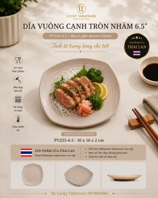 Dĩa vuông cạnh tròn nhám 6.5