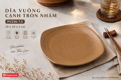 Dĩa vuông cạnh tròn nhám 7.5
