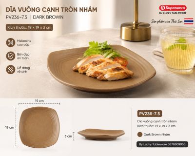 Dĩa vuông cạnh tròn nhám 7.5