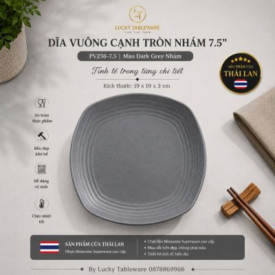 Dĩa vuông cạnh tròn nhám 7.5