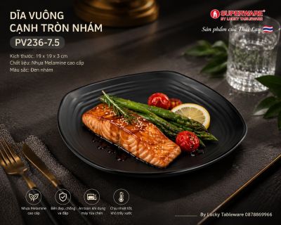 Dĩa vuông cạnh tròn nhám 7.5