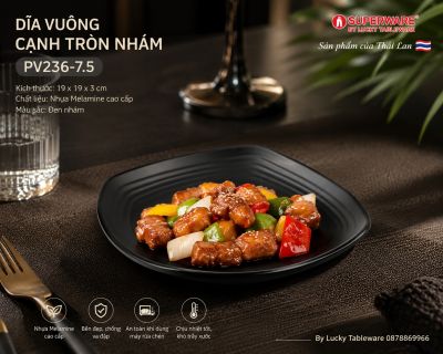 Dĩa vuông cạnh tròn nhám 7.5