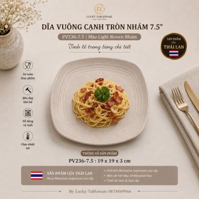 Dĩa vuông cạnh tròn nhám 7.5